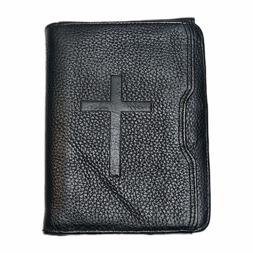 Cutter & Buck Passport Wallet Organizer Religious Cross Black Leather  6"x5.75"
